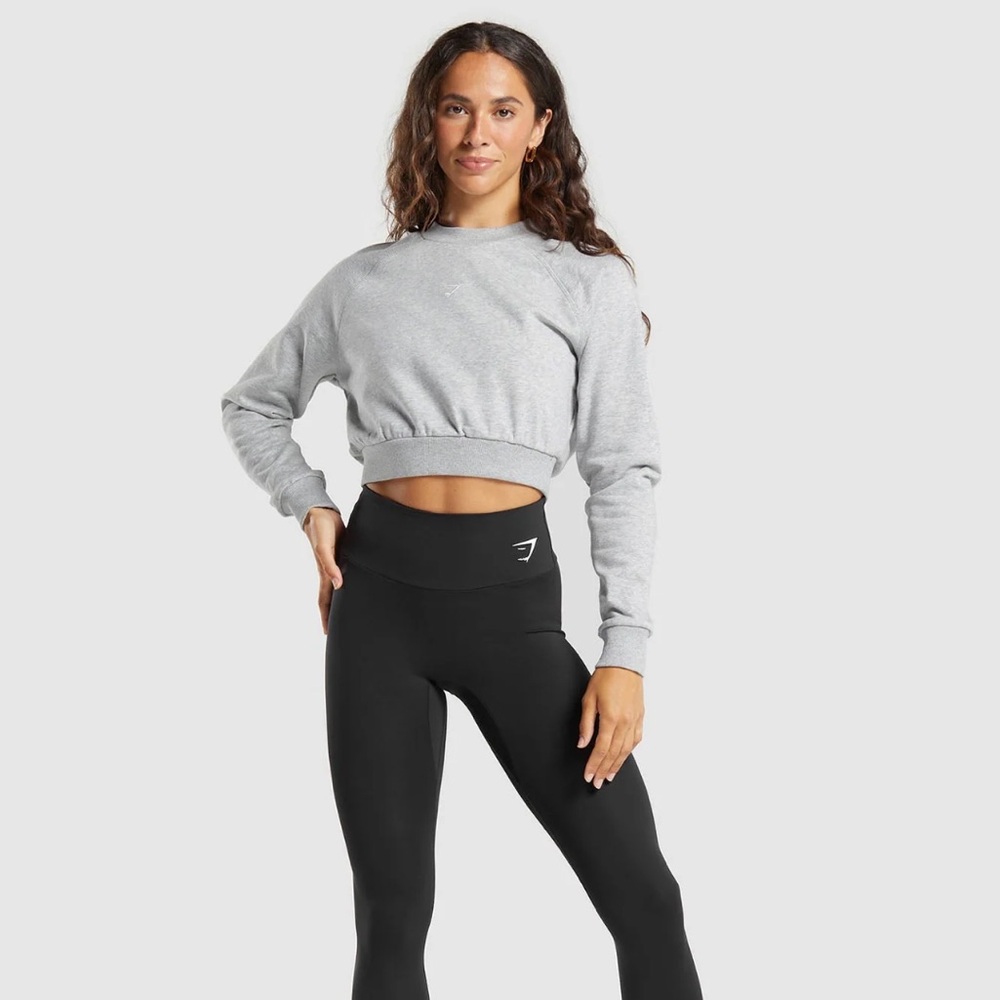 Gymshark core light gray marl size medium cropped sweatshirt